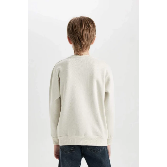 D3030 Bisiklet Yaka Baskılı Sweatshirt