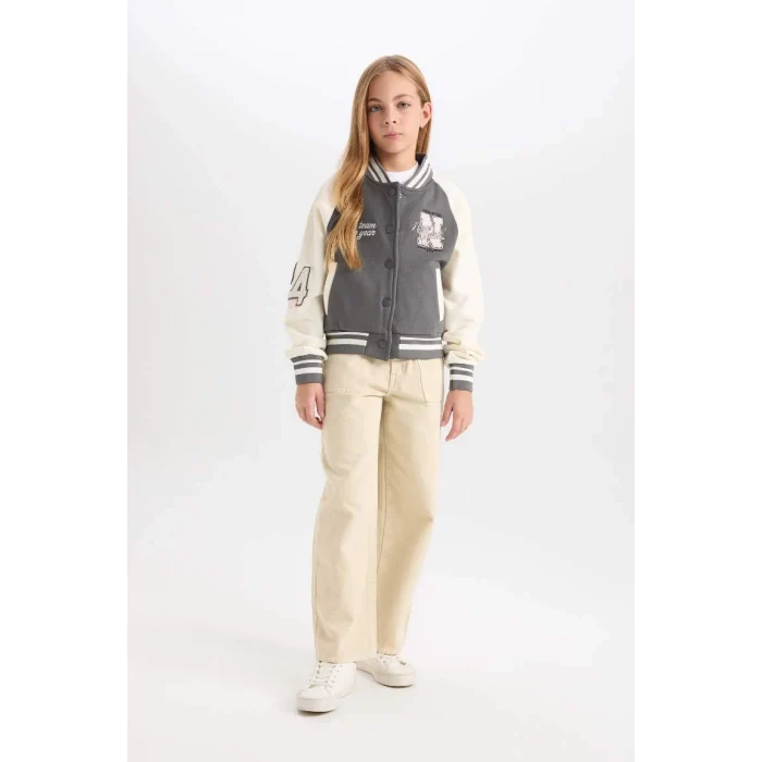 D3108 Nakışlı Kolej Yaka Bomber Hırka