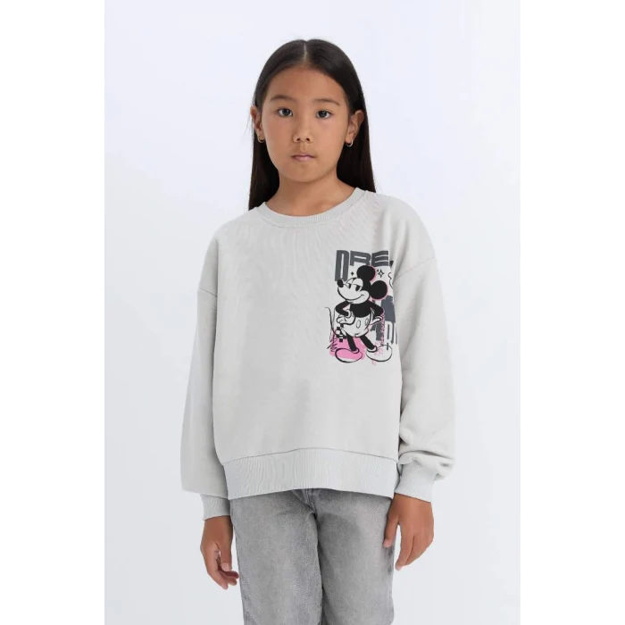 D3116 Disney Mickey & Minnie Relax Fit Bisiklet Yaka Sweatshirt