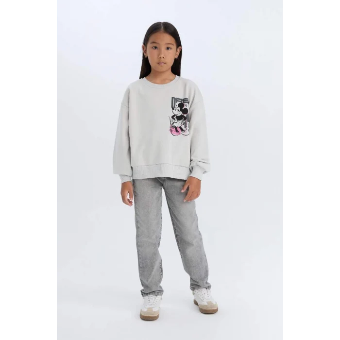 D3116 Disney Mickey & Minnie Relax Fit Bisiklet Yaka Sweatshirt
