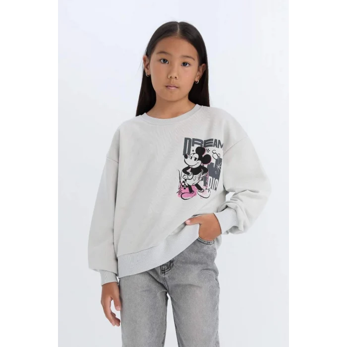 D3116 Disney Mickey & Minnie Relax Fit Bisiklet Yaka Sweatshirt