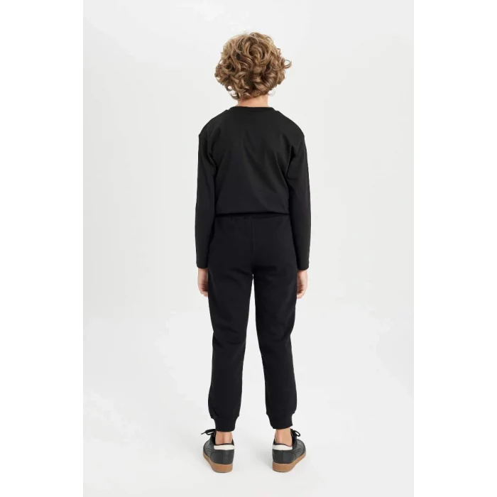 D3141 Erkek Çocuk NBA Chicago Bulls Siyah Beli Paçası Lastikli Cepli Kalın Jogger Eşofman Altı