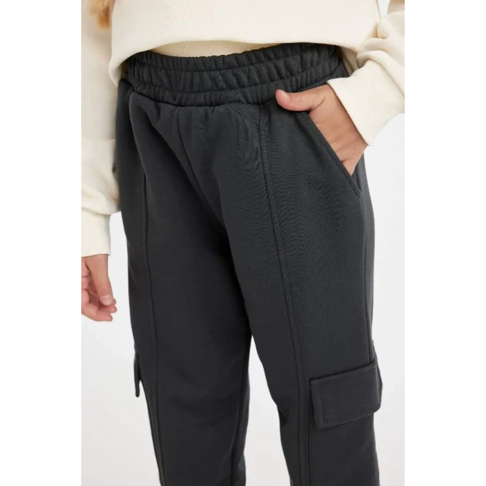 D3202 Kargo Cepli Beli Paçası Lastikli Jogger Eşofman Altı