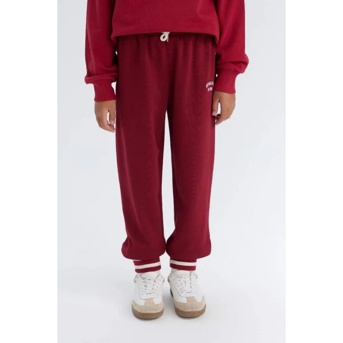 D3204 Beli Paçası Lastikli Baskılı Jogger Eşofman Altı