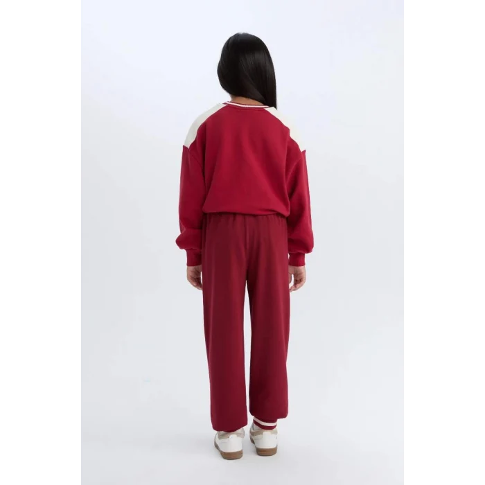 D3204 Beli Paçası Lastikli Baskılı Jogger Eşofman Altı