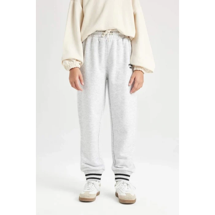 D3205 Beli Paçası Lastikli Baskılı Jogger Eşofman Altı