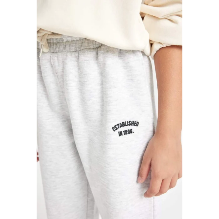 D3205 Beli Paçası Lastikli Baskılı Jogger Eşofman Altı