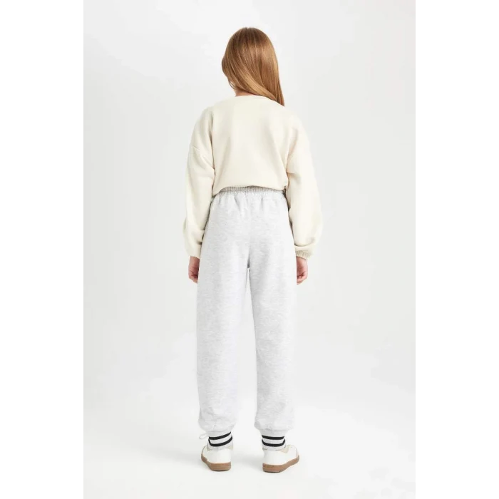 D3205 Beli Paçası Lastikli Baskılı Jogger Eşofman Altı