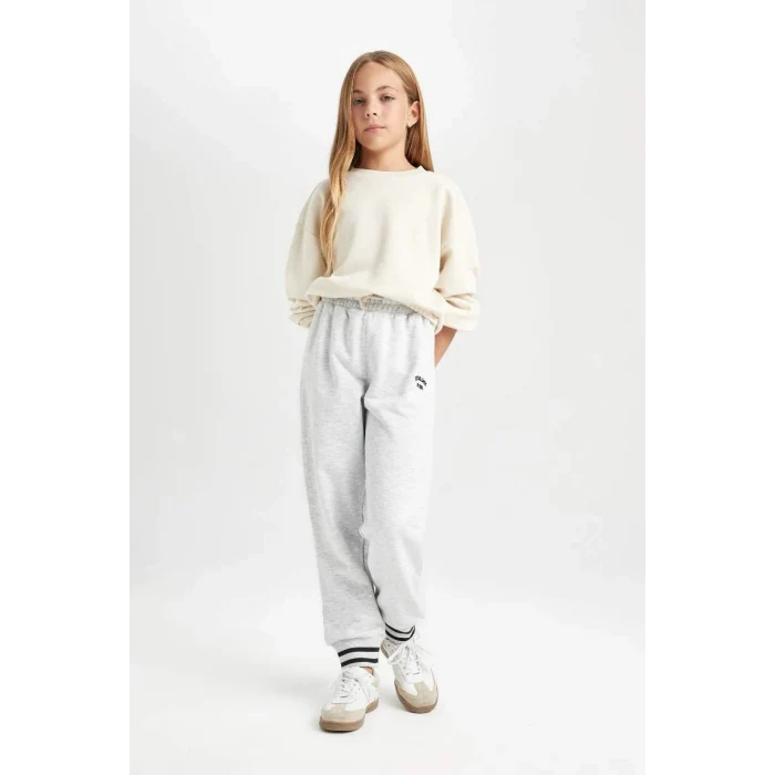 D3205 Beli Paçası Lastikli Baskılı Jogger Eşofman Altı