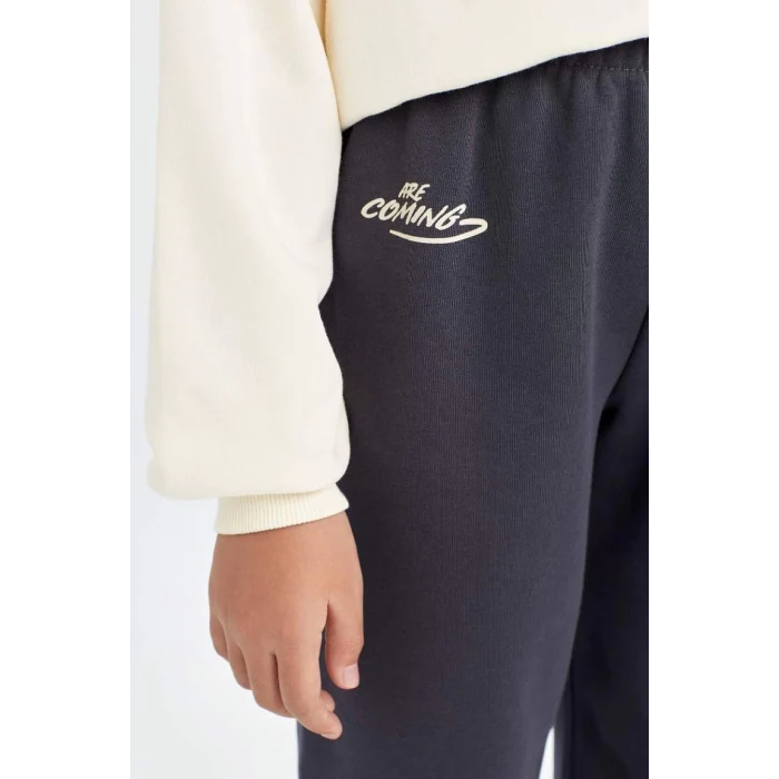 D3208 Baskılı Beli Paçası Lastikli Jogger Eşofman Altı