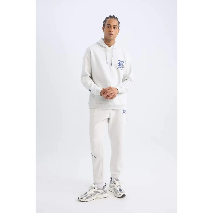 D3225 DeFactoFit Kalın Jogger Eşofman Altı NBA Brooklyn Nets Standart Fit Cepli Uzun Paça