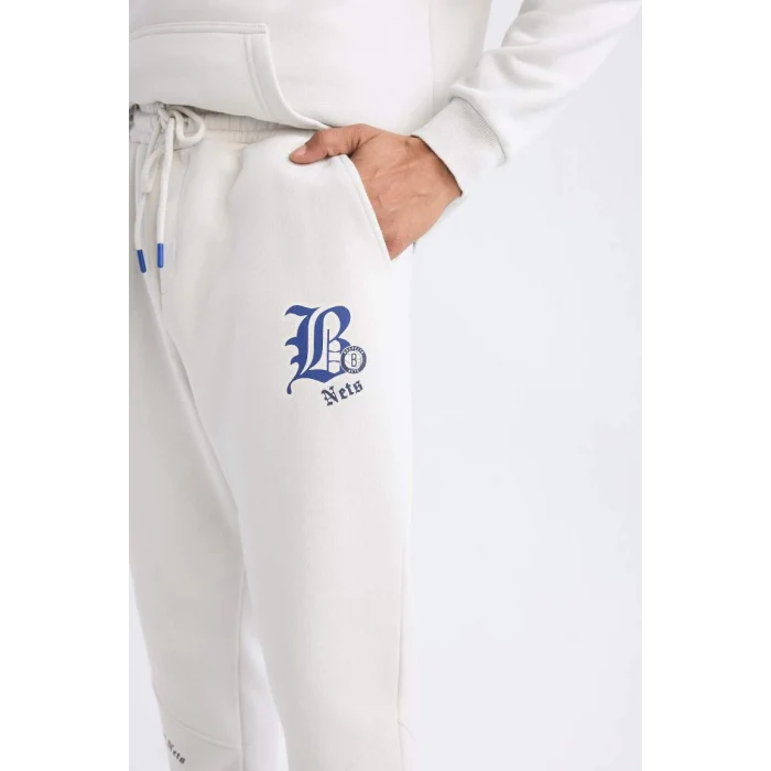 D3225 DeFactoFit Kalın Jogger Eşofman Altı NBA Brooklyn Nets Standart Fit Cepli Uzun Paça