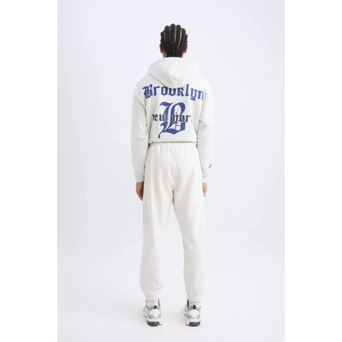 D3225 DeFactoFit Kalın Jogger Eşofman Altı NBA Brooklyn Nets Standart Fit Cepli Uzun Paça