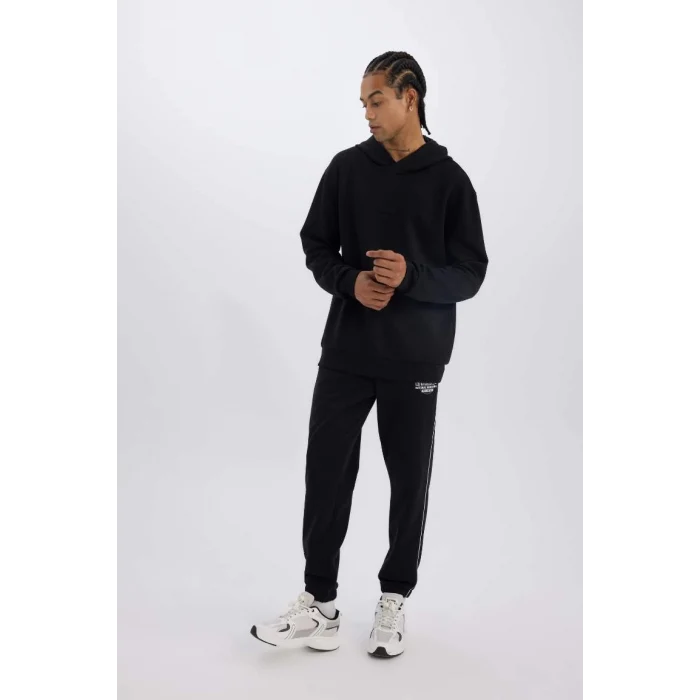 D3231 DeFactoFit Kalın Jogger NBA Wordmark Standart Fit Cepli Esnek Bantlı Paça Eşofman Altı