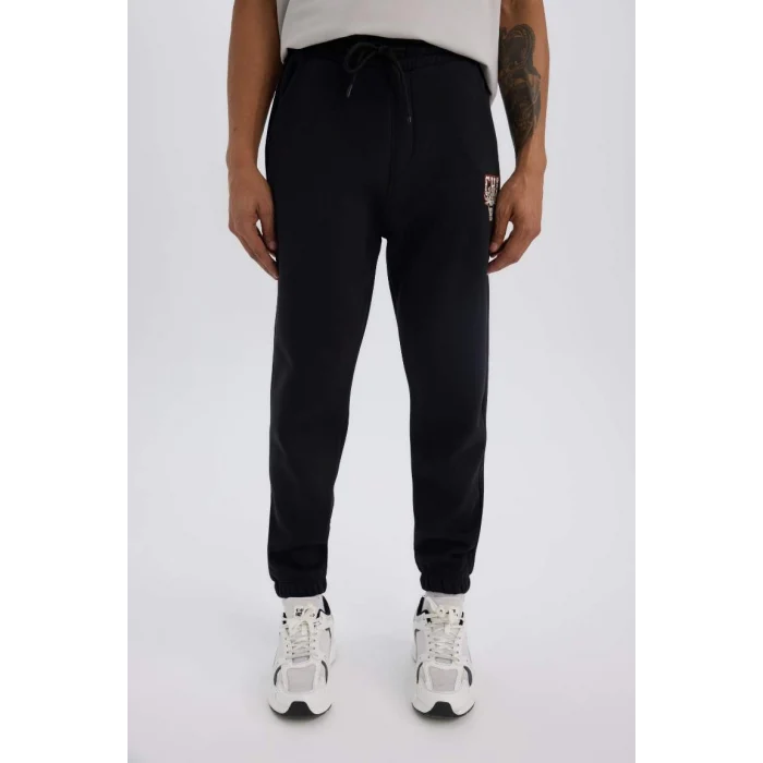 D3251 DeFactoFit Kalın Jogger NBA Chicago Bulls Standart Fit Cepli Beli Bağcıklı Lastikli Paça  Eşofman Altı