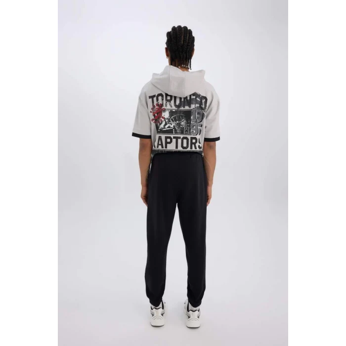 D3251 DeFactoFit Kalın Jogger NBA Chicago Bulls Standart Fit Cepli Beli Bağcıklı Lastikli Paça  Eşofman Altı