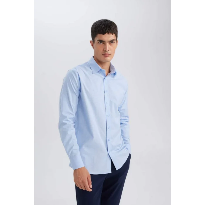 D3375 Modern Fit Poplin Uzun Kollu Gömlek