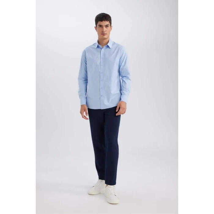 D3375 Modern Fit Poplin Uzun Kollu Gömlek