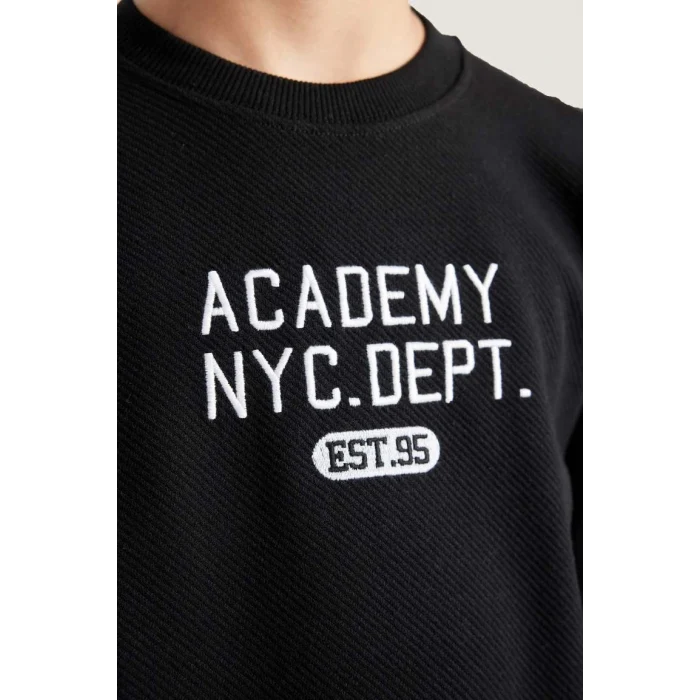 D3560 Erkek Çocuk 2li Takım Baskılı Bisiklet Yaka Sweatshirt Üst Beli Lastikli Jogger Eşofman Altı