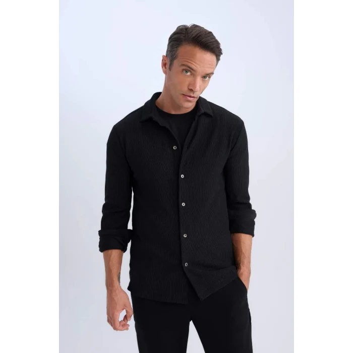 D3692 Modern Fit Polo Yaka Uzun Kollu Gömlek