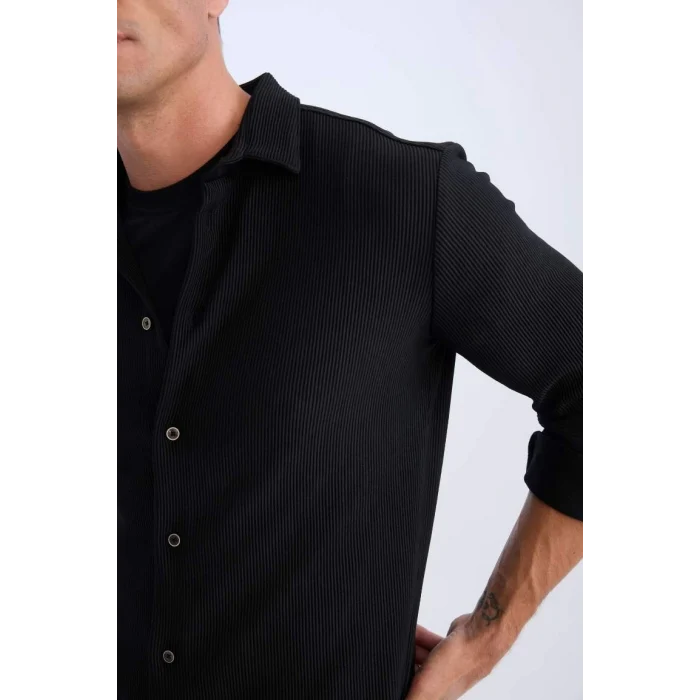 D3692 Modern Fit Polo Yaka Uzun Kollu Gömlek