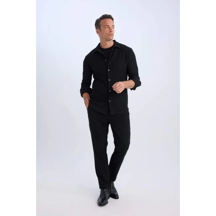 D3692 Modern Fit Polo Yaka Uzun Kollu Gömlek