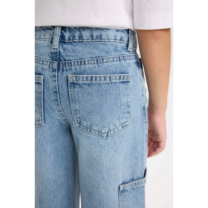 D3718 Wide Leg Kargo Cepli Jean Pantolon