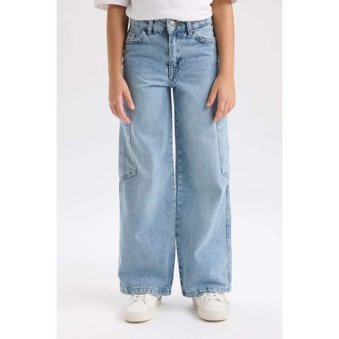 D3718 Wide Leg Kargo Cepli Jean Pantolon
