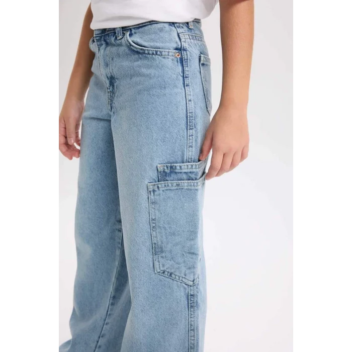 D3718 Wide Leg Kargo Cepli Jean Pantolon