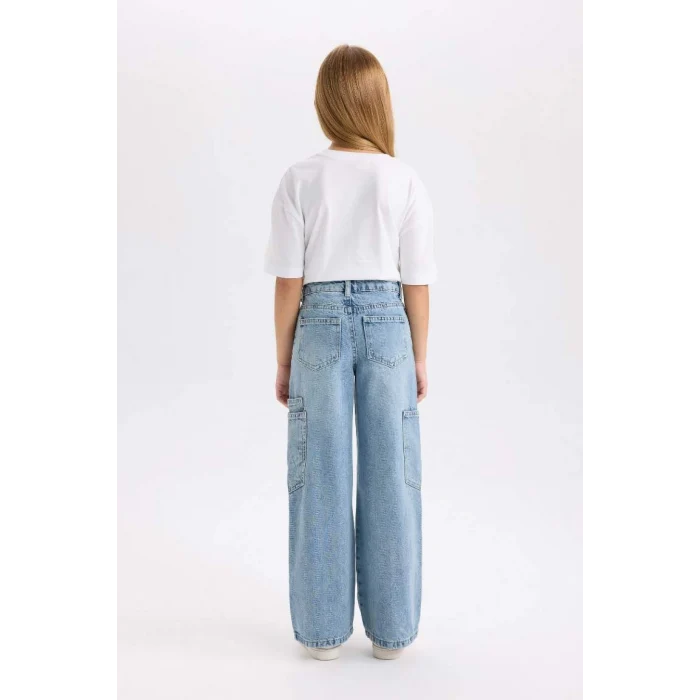 D3718 Wide Leg Kargo Cepli Jean Pantolon
