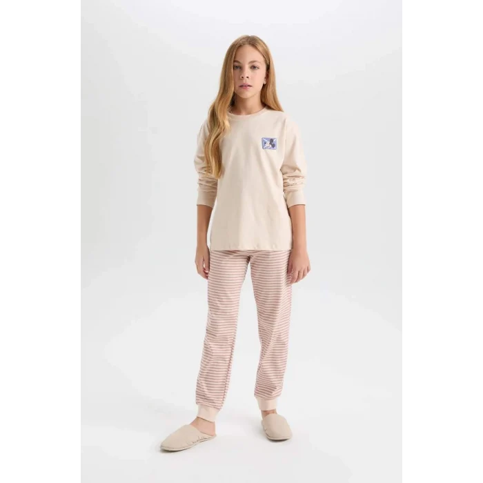 D3748 Disney Mickey & Minnie Uzun Kolu Üst Beli Lastikli Alt Pijama Takım