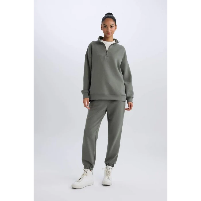 D3796 DeFactoFit Oversize Geniş Kalıp Dik Yaka Sporcu Sweatshirt