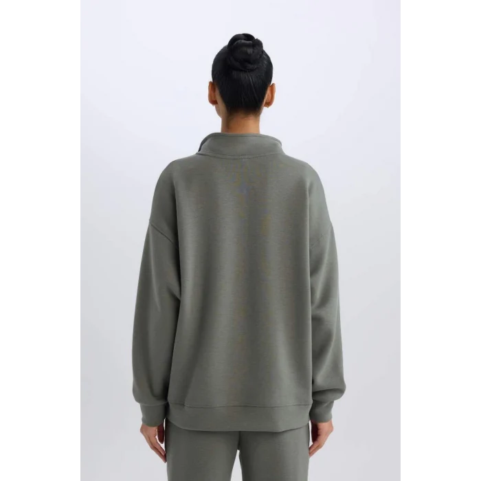 D3796 DeFactoFit Oversize Geniş Kalıp Dik Yaka Sporcu Sweatshirt