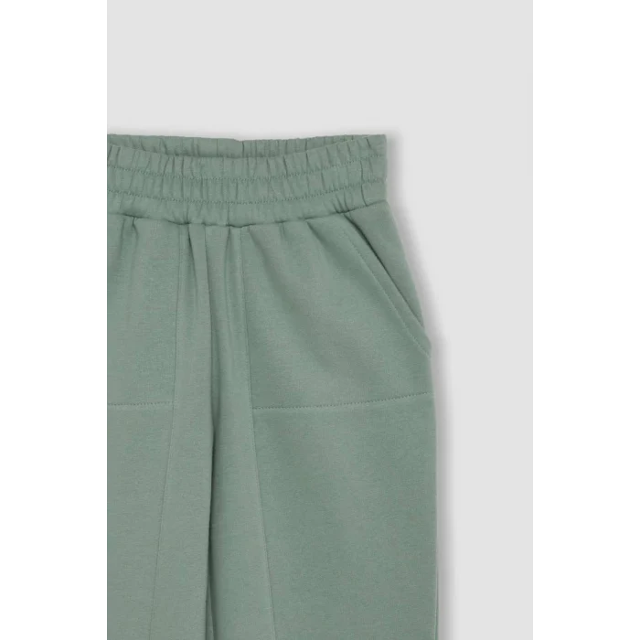 D3840 Beli Paçası Lastikli Cepli Basic Düz Kalın Jogger Eşofman Altı