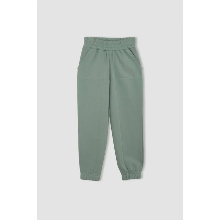 D3840 Beli Paçası Lastikli Cepli Basic Düz Kalın Jogger Eşofman Altı