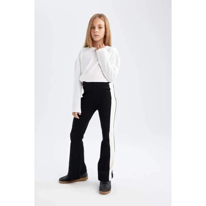 D3888 Standart Boy İspanyol Paça Basic Düz Tayt