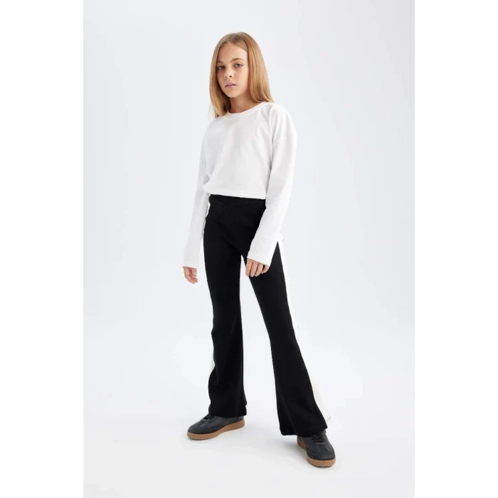 D3888 Standart Boy İspanyol Paça Basic Düz Tayt