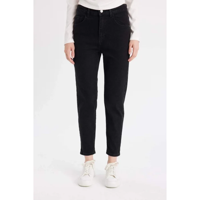 D4305 Comfort Mom Yüksek Bel Rahat Kalıp Hafif Dar Paça Bilek Boy Jean Pantolon