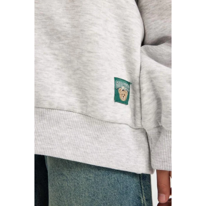 D4382 Oversize Geniş Kalıp Kapüşonlu Baskılı Sweatshirt