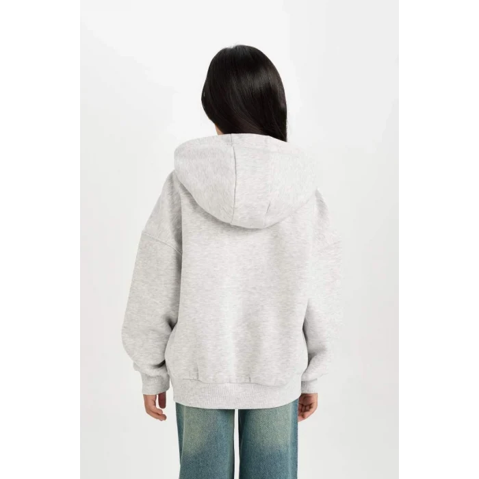 D4382 Oversize Geniş Kalıp Kapüşonlu Baskılı Sweatshirt