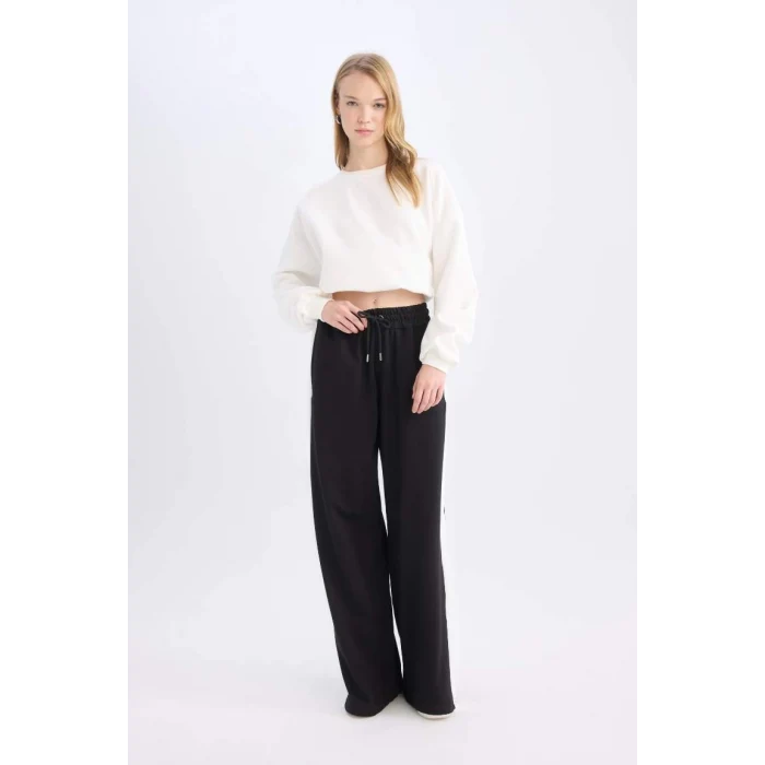 D4764 Coool Wide Leg Geniş Bol Paça BeliLastikli Bağcıklı Şeritli Eşofman Altı