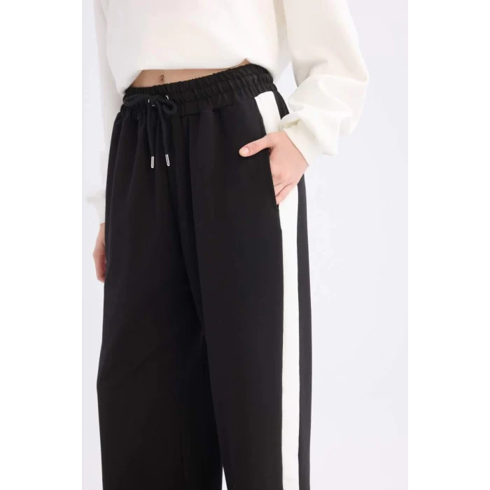 D4764 Coool Wide Leg Geniş Bol Paça BeliLastikli Bağcıklı Şeritli Eşofman Altı