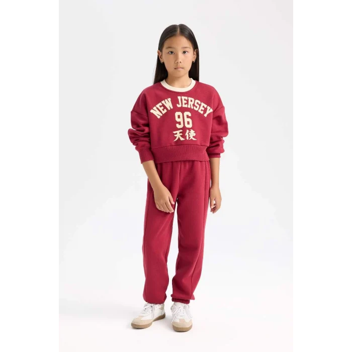 D4867 2li Baskılı Sweatshirt Jogger Eşofman Altı