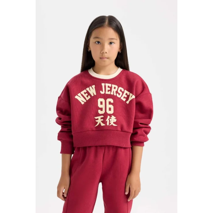 D4867 2li Baskılı Sweatshirt Jogger Eşofman Altı