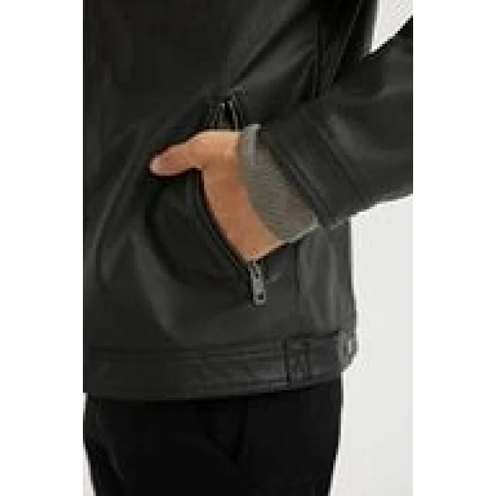 D4918 Cepli Mevsimlik Suni Deri Mont Ceket