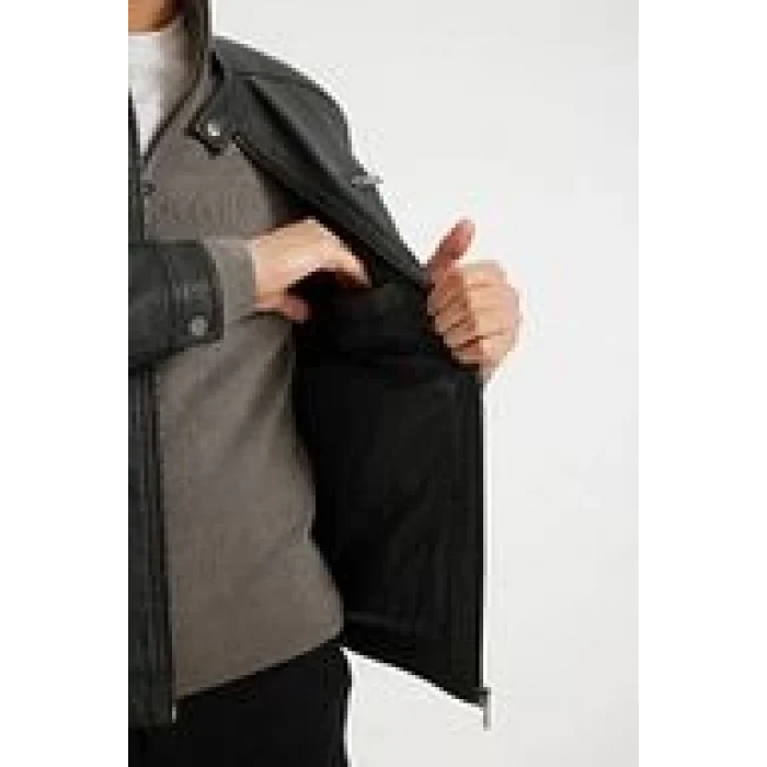 D4918 Cepli Mevsimlik Suni Deri Mont Ceket