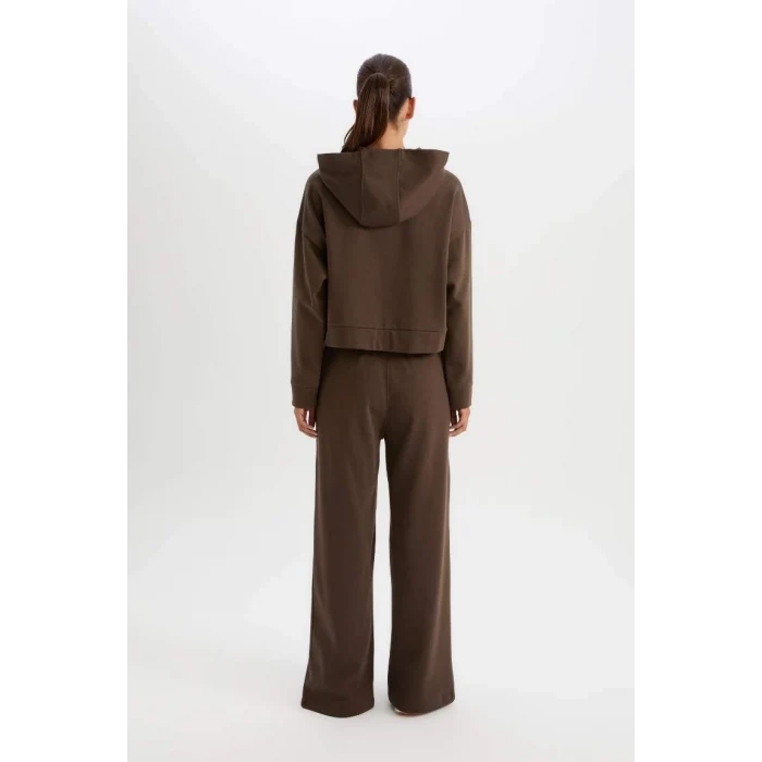 D4989 DeFactoFit Wide Leg Geniş Paça Cepli Standart Boy Kalın Kumaş Eşofman Altı