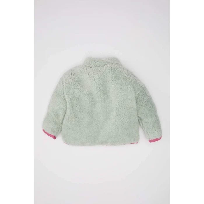 D4993 Dik Yaka Fermuarlı Welsoft Pelüş Sweatshirt