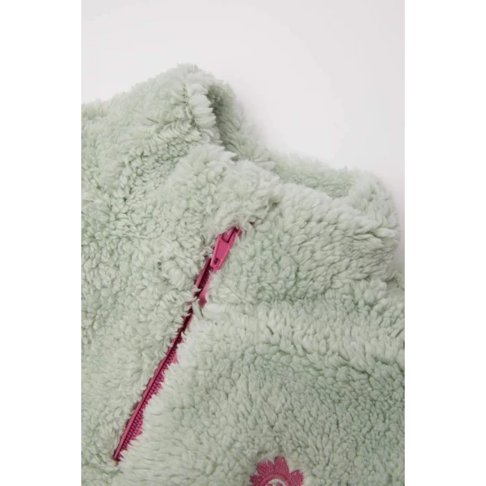 D4993 Dik Yaka Fermuarlı Welsoft Pelüş Sweatshirt