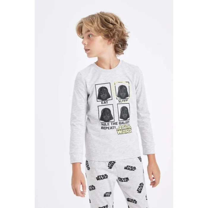 D5094 Erkek Çocuk Star Wars Uzun Kollu Üst Uzun Alt Pijama Takımı